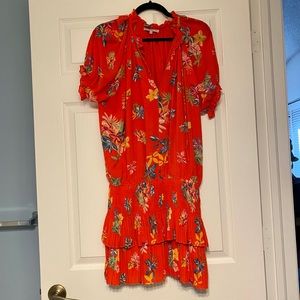 Orange Floral Midi Dress